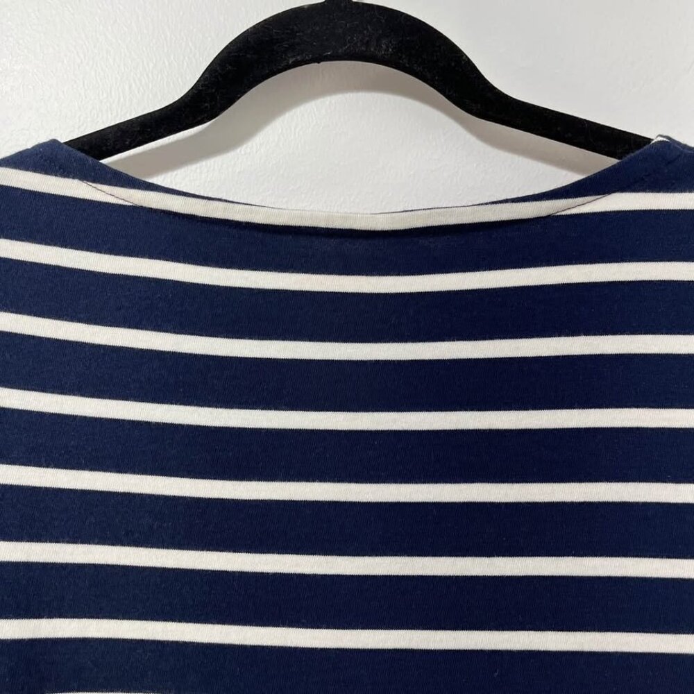 Boden Navy Striped 3/4 Sleeve Breton Dress | Coastal Preppy French Girl [size S] - Picture 7 of 9